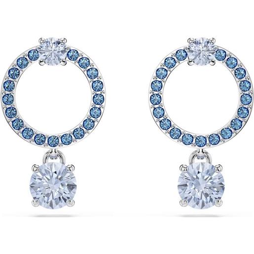 SWAROVSKI orecchini pendenti attract, taglio round, placcato rodio blu
