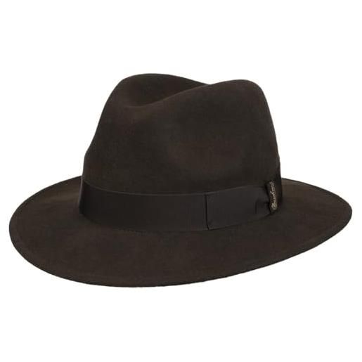 Borsalino cappello in lana piemonte traveller donna/uomo - made italy di feltro con nastro grosgrain, grosgrain inverno autunno/inverno - 58 cm marrone