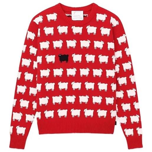 Suiting Style lady princess diana maglione in pile da donna in nero/rosso pecora - principessa diana maglione pecora nero, colore: rosso, s