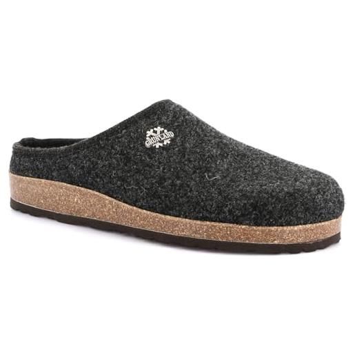 GRÜNLAND il benessere è naturale grunland ciabatte sabot uomo in feltro di vera lana cotta prodotte in italia (antracite, sistema taglie calzature eu, adulto, uomo, numero, media, 42)