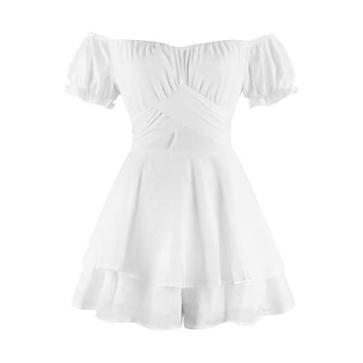 Odizli costume da pirata da donna, abito da pirata, abito corto da pirata, bianco#b, m