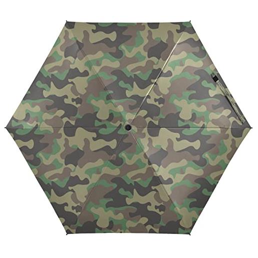 KAAVIYO mimetico militare classico verde ombrello pieghevole portatile protezione uv piccolo leggero ombrelli per viaggi spiaggia donne bambini ragazze