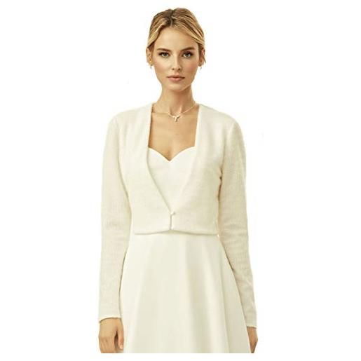 Bianco Evento bolero con effetto cashmir giacca da sposa giacca a maniche lunghe da sposa bolero bolero bolero matrimonio inverno cape avory nuovo cape, avorio, 50
