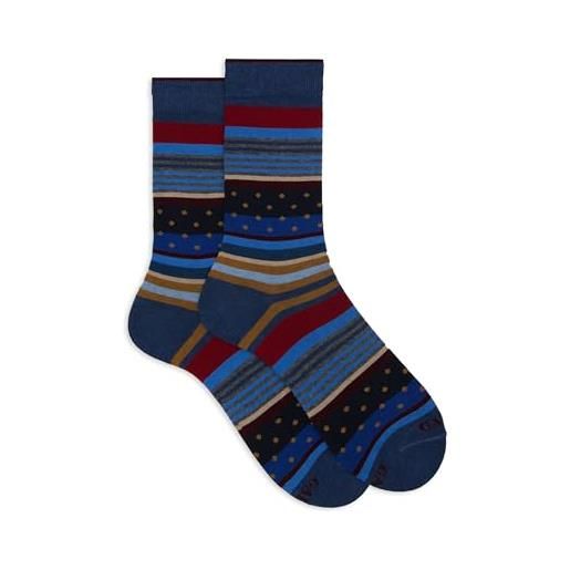 Gallo calze corte uomo blu fantasia mix righe e pois