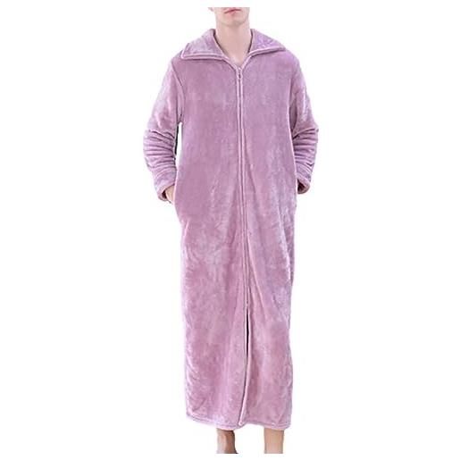 MJGkhiy vestaglia donna pile lunga/corta caldo con cappuccio flanella accappatoio pigiama kimono vestaglia con cintura taglie forti abbigliamento da notte loungewear peluche accappatoio