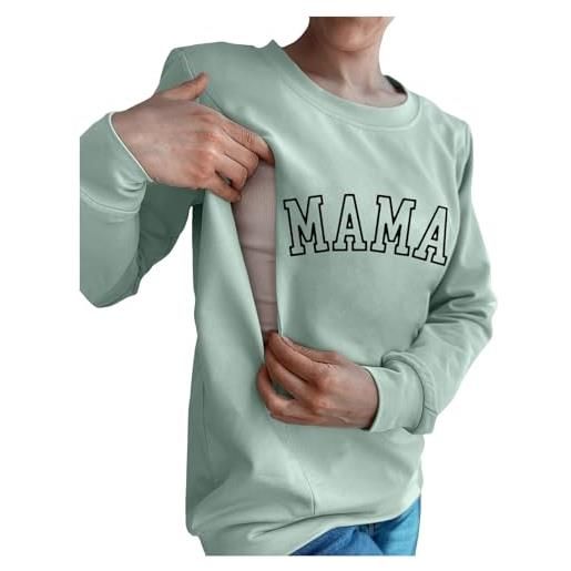 Generic mama's boobery maglione da donna casual premaman allattamento felpa comoda cerniera allattamento maglione felpa da bambino, verde menta, xxl, verde menta, xxl