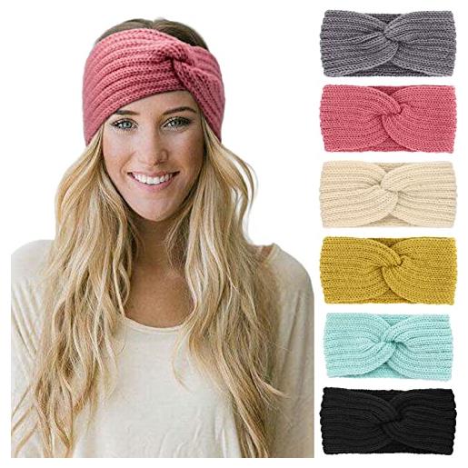 DRESHOW 6 pezzi fasce per capelli tessuto di lana turbante fascia da donna invernale accessori cerchietti per donna ragazze