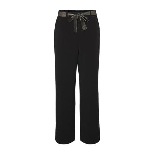 VERO MODA vmrakel m/w-pantaloni wvn btq tessuto, black/detail: black/gold lurex belt, s donna