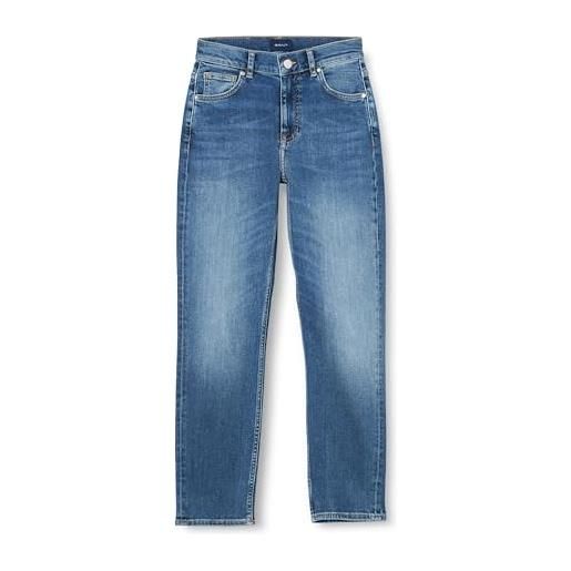 GANT cropped slim jeans, jeans donna, blu ( mid blue worn in ), 28w