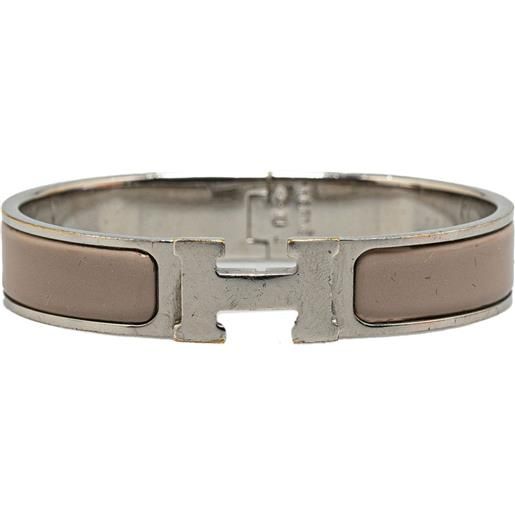 Hermès Pre-Owned - bracciale clic h stretto con smalto 2006 - donna - metallo/smalto - taglia unica - marrone