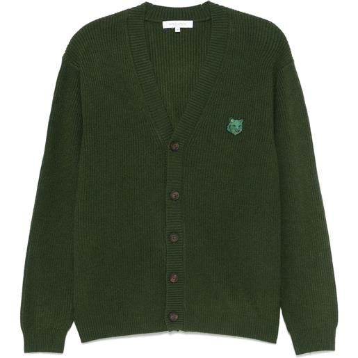 Maison Kitsuné cardigan con applicazione volpe - verde