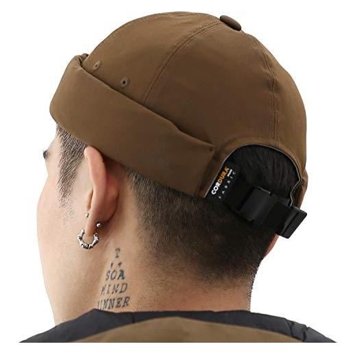 UNDERCONTROL cappello da pescatore senza visiera in cordura resistente leon, impermeabile, senza visiera, berretto da pescatore leggero con fibbia tattica unisex, berretto coreano (marrone)