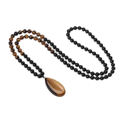COAI Collana Donna In Acciaio Inox Dorato Con Ciondolo Volpe In Occhio Di Tigre | Pietre Naturali Portafortuna