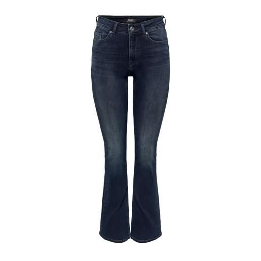 ONLY onlblush mid flared dnm tai1099 noos, jeans donna, washed black, xl / 34l