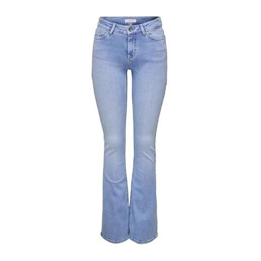 ONLY jeans donna flared fit onlblush vita media jeans svasati, special bright blue denim, (s) w x 30l