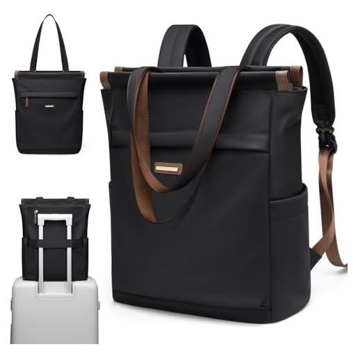 GOLF SUPAGS borsa per notebook convertibile, zaino per laptop da donna con scomparto per laptop, borsa a tracolla viaggio moda casual da 15.6 pollici, per università, lavoro (nero)