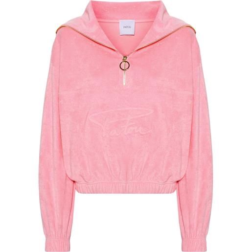Patou felpa con mezza zip - rosa