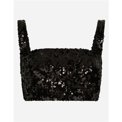 Dolce & Gabbana top corto con spalline in paillettes