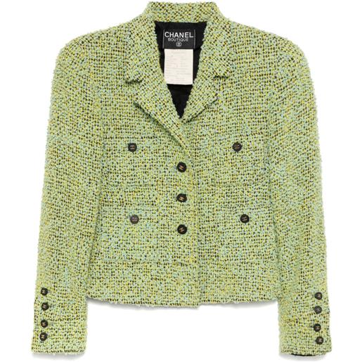CHANEL Pre-Owned - giacca monopetto 1994 - donna - seta/lana/poliammide - 40 - verde