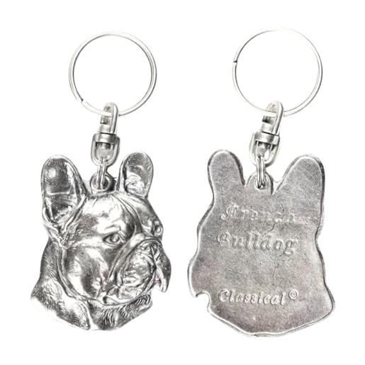 Art-Dog portachiavi simpatico cane - collezione esclusiva portachiavi simpatico french bulldog i - graziosi portachiavi placcati in argento con lucchetto da 2,5-5,2x3,9x9 cm