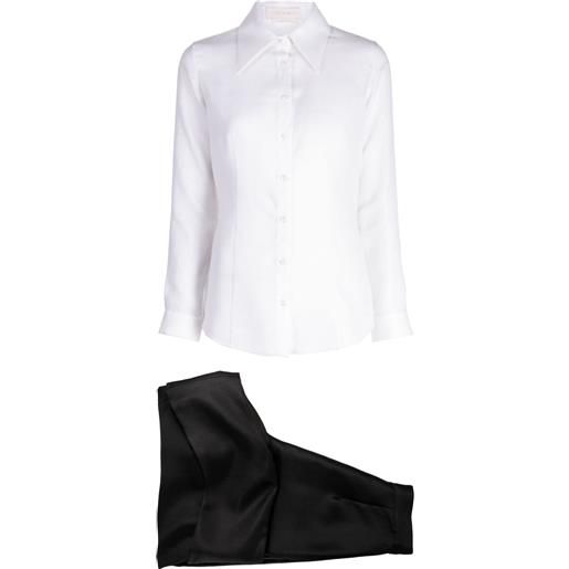 Set di abbigliamento da donna contemporaneo con giacca a maniche lunghe e pantaloni a vita alta sartoriali, Verde, XL