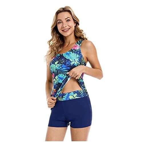 ShuoBeiter comodo costume da bagno tankini costume da bagno due pezzi da donna tankini con pantaloncini beachwear(l, s1)