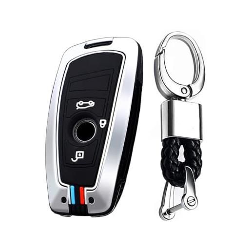 TECART custodia intelligente per chiavi dell'auto, adatta per bmw f20, f30, g20, f31, f34, f10, g30, f11, x3, f25, x4, i3, m3, m4, 1, 3, 5 pezzi, accessori per chiavi auto, 3, 4 tasti, 3b argento, 