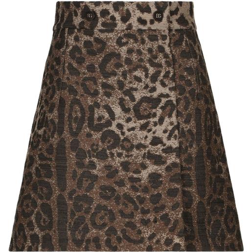 Dolce & Gabbana minigonna leopardata a vita alta - marrone