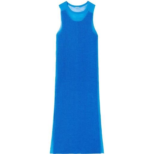 Jil Sander abito lungo semi trasparente - blu