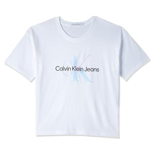 Calvin Klein Jeans serenity monogram bx yaf maglietta s/s, bianco brillante, 8 anni bambine e ragazze