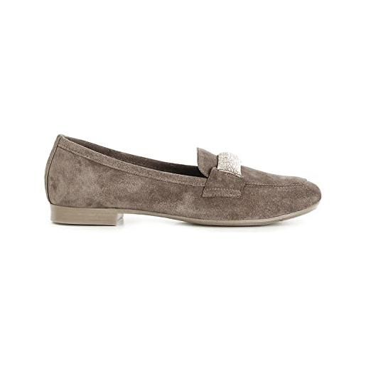 CAFèNOIR mocassini in suede con passante in strass in tinta taupe (36)
