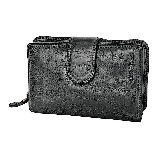 Old River portafoglio da donna in pelle, da donna, in nappa, vintage, misura media (10,5/16/4 cm), grigio. , s, vintage