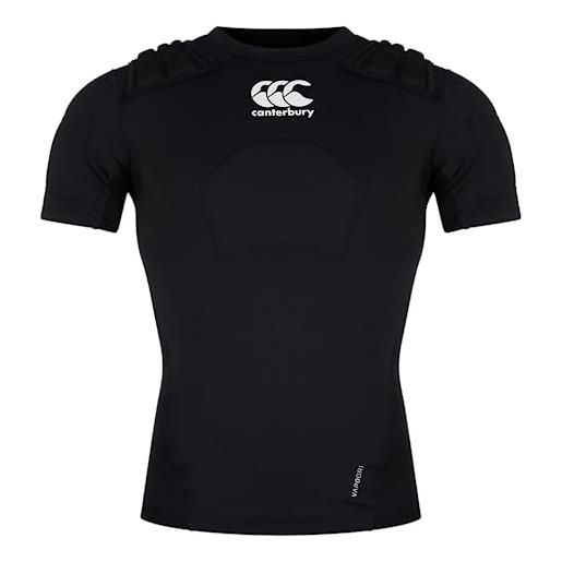 Canterbury gilet da rugby professionale unisex per adulti, protegge petto e spalle, traspirante, leggero e flessibile, nero/bianco/argento, xl