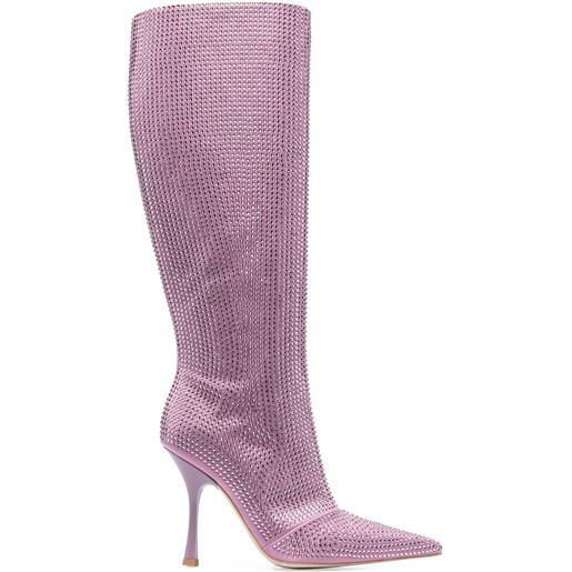 LIU JO stivali al ginocchio con strass - viola
