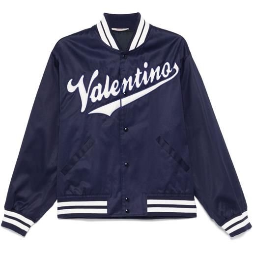 Valentino Garavani Pre-Owned - bomber denim con logo ricamato - uomo - cupro/cotone/poliammide/poliestere - 46 - blu