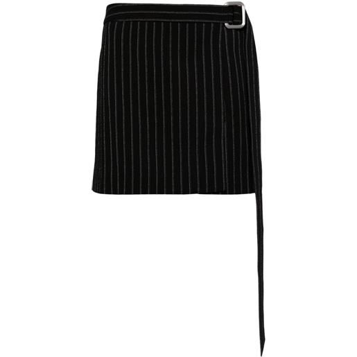 AMI Paris pinstripe-pattern belted skirt - nero
