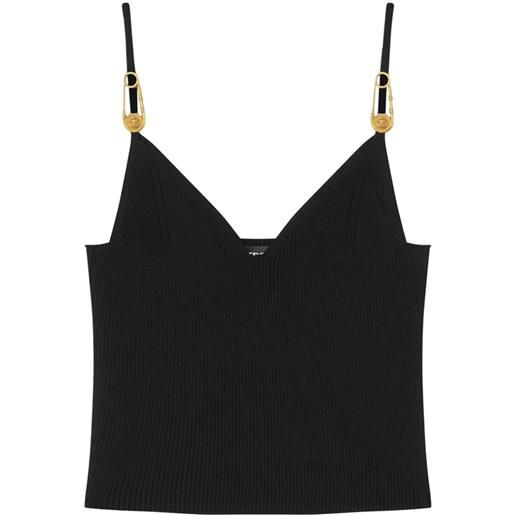 Versace top corto con spilla da balia - nero