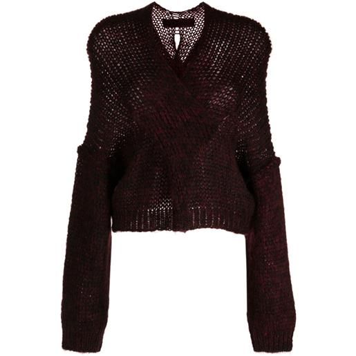 Isabel Benenato maglione con scollo a v - rosso