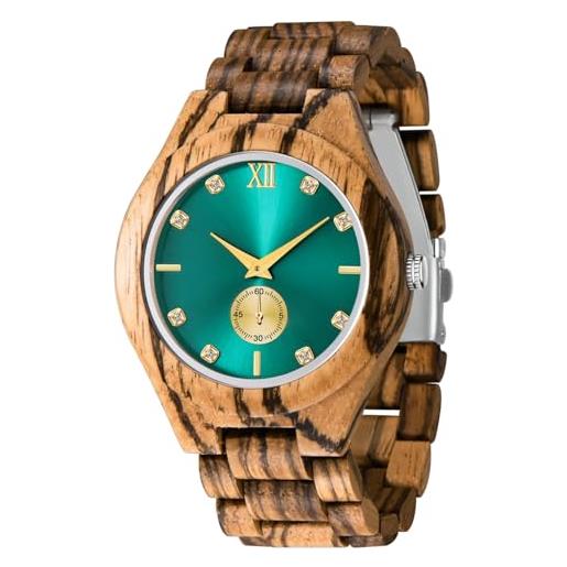 LeeEv Orologio da uomo leggero in legno unico, serie Uwood fatto a mano in legno di sandalo analogico al quarzo vintage con numero romano orologio da