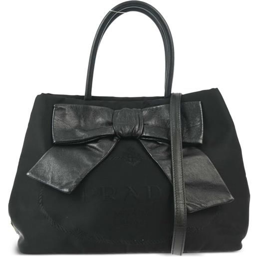 Prada Pre-Owned - borsa tote canapa anni 2010 - donna - nylon/pelle - taglia unica - nero