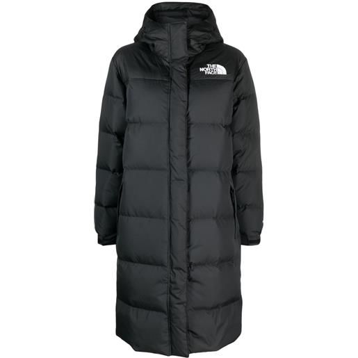 The North Face piumino nuptse lungo con cappuccio - nero