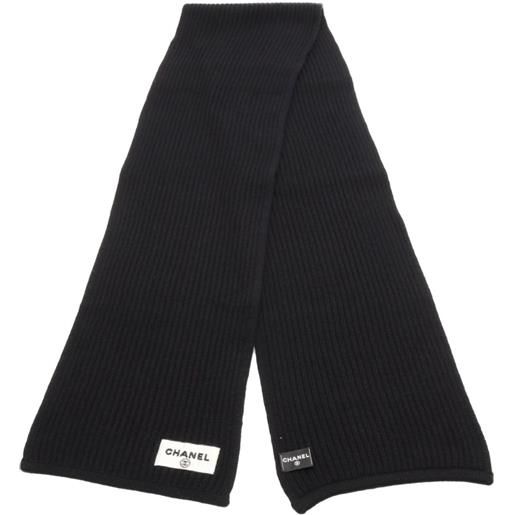 CHANEL Pre-Owned - sciarpa con ricamo logo 1986-1988 - donna - cashmere/viscosa/vetro/poliestere - taglia unica - nero