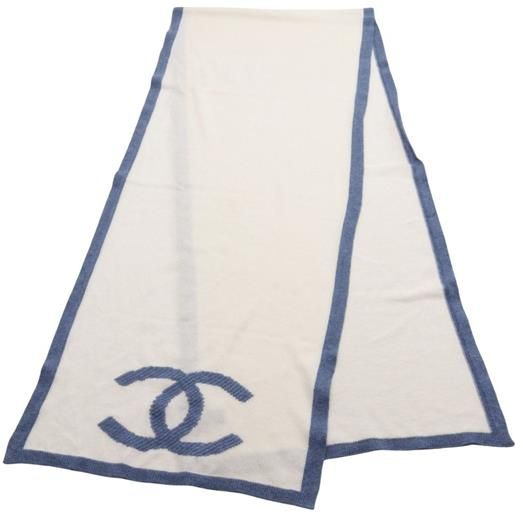 CHANEL Pre-Owned - sciarpa cc 1986-1988 - donna - cashmere/cotone - taglia unica - bianco