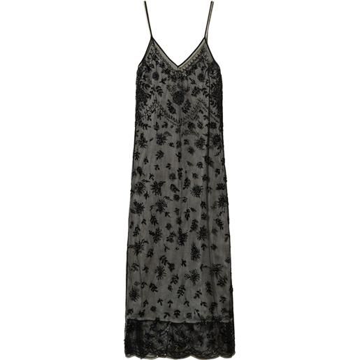 TWINSET abito midi con ricamo - nero