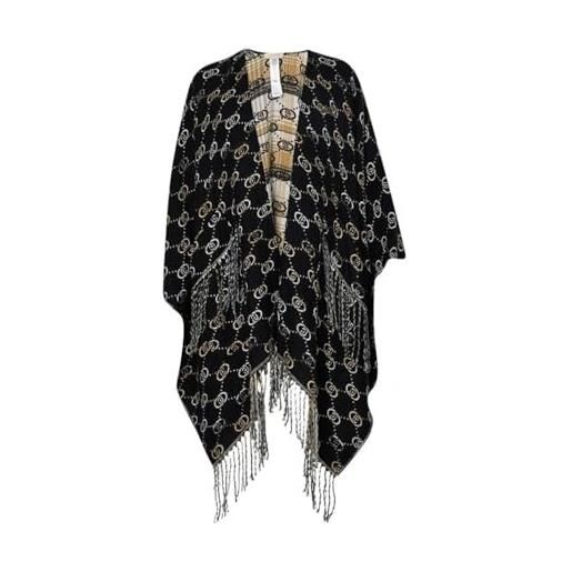 LIU JO poncho/mantella con trama logata e frange sul fondo non definito 22222 nero