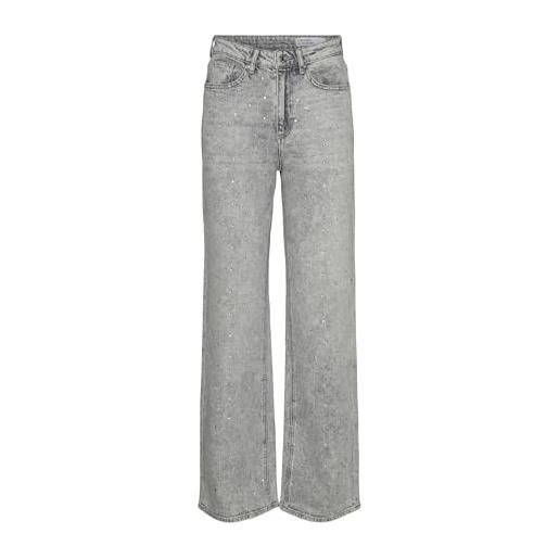 VERO MODA vmtessa hr wide jeans rhines ra207 ga larghi, denim grigio medio. Dettagli: strass, 25w x 32l donna