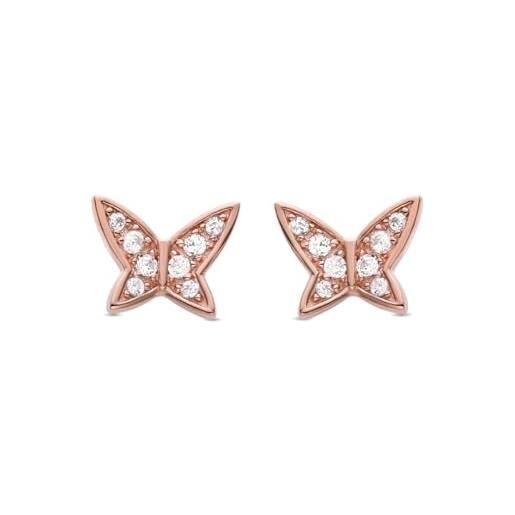 LUXENTER pendientes mariposa de plata de ley 925 acabado en oro rosa de 18k