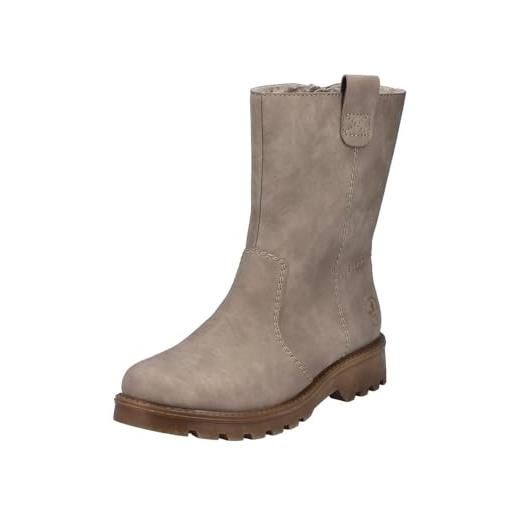 Rieker 73290 Stivali Corti Donna Colore Crema – Caldi, Comodi E Antiscivolo Con Tacco A Blocco