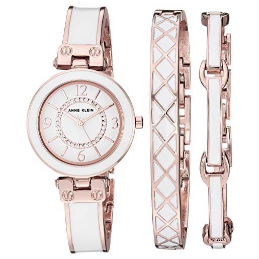 Anne Klein set di orologio rigido e bracciale con accenti di cristallo premium da donna