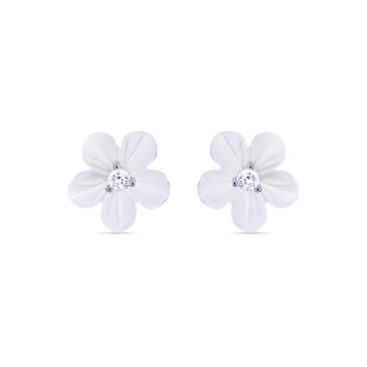 LUXENTER pendientes flor de plata de ley 925 acabado en rodio